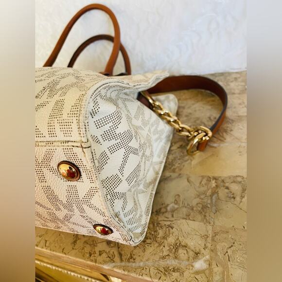 MICHAEL KORS Hamilton vanilla crossgrain leather satchel shoulder bag - Picture 6 of 9